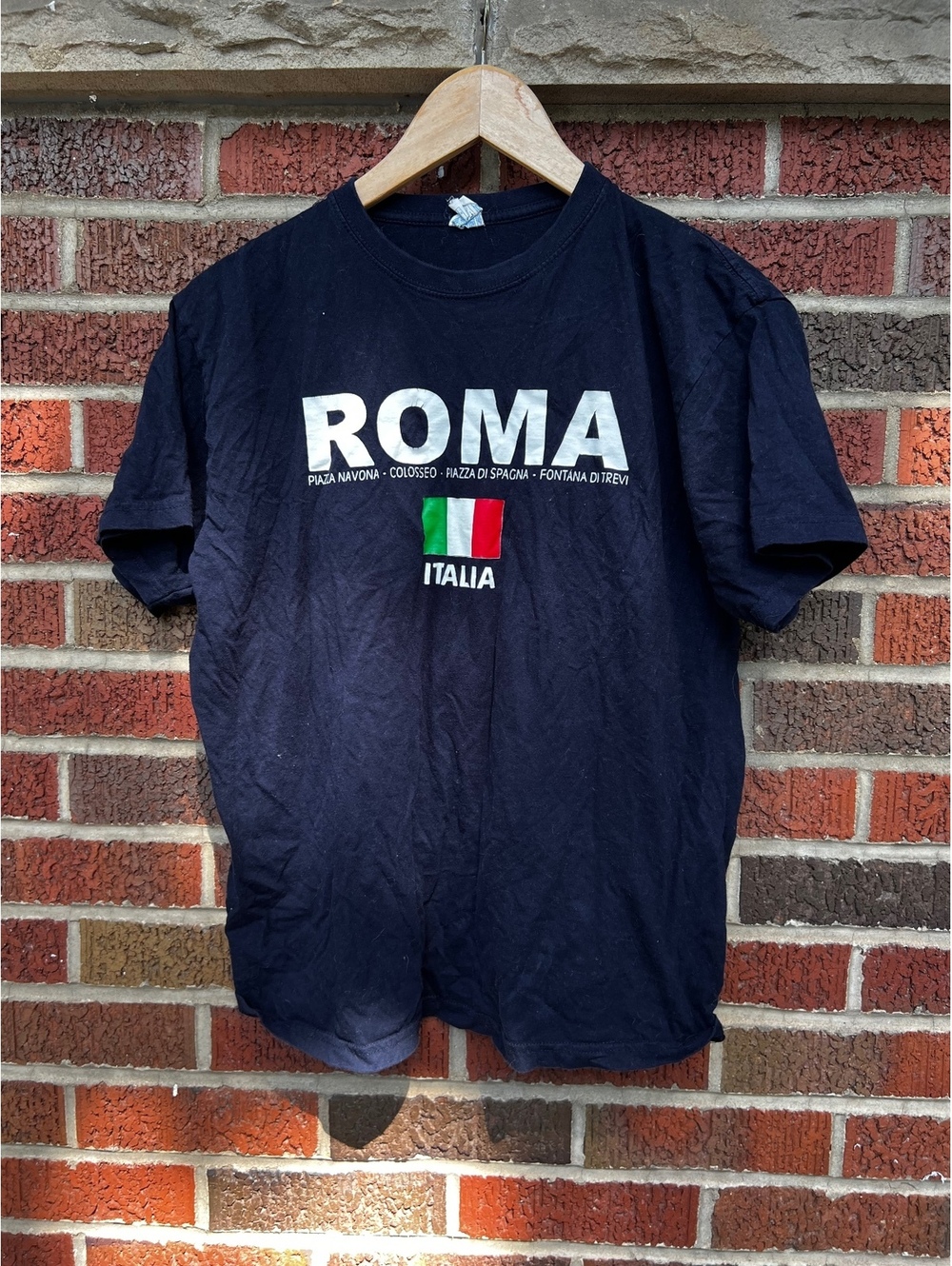 Italian Roma Black Italian Flag Short Sleeve Tee Shirt